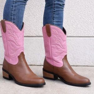 ⭐️Host Pick ⭐️SmartFit | Pink / Brown Faux Leather Cowboy Boots